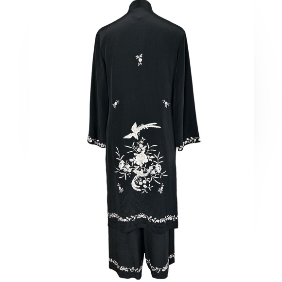 Sue Wong silk embroidered Cheongsam kimono duster/pants set - Picture 2 of 14